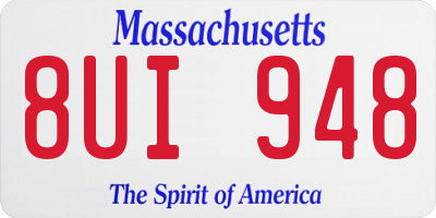MA license plate 8UI948