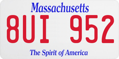 MA license plate 8UI952