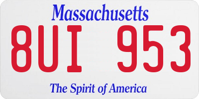 MA license plate 8UI953