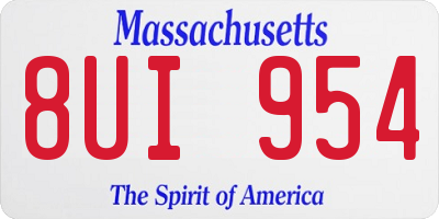 MA license plate 8UI954