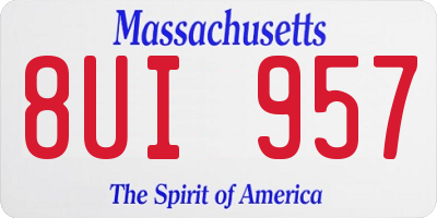 MA license plate 8UI957