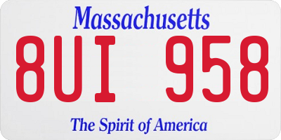 MA license plate 8UI958