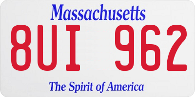MA license plate 8UI962