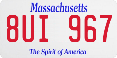 MA license plate 8UI967