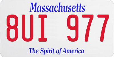 MA license plate 8UI977