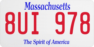 MA license plate 8UI978