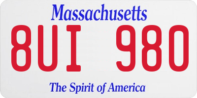 MA license plate 8UI980