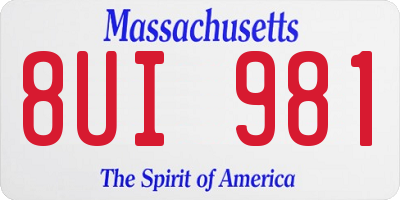 MA license plate 8UI981
