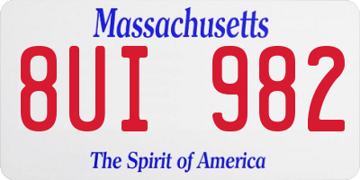 MA license plate 8UI982