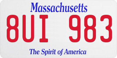 MA license plate 8UI983