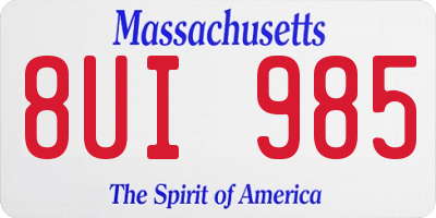 MA license plate 8UI985