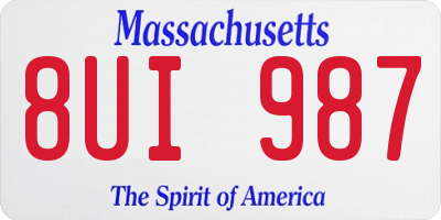 MA license plate 8UI987