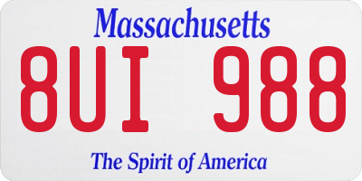 MA license plate 8UI988