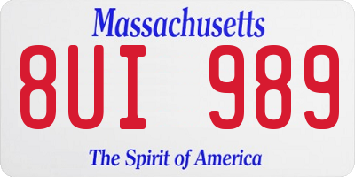 MA license plate 8UI989