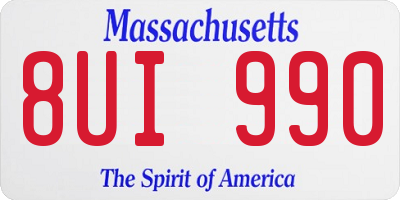 MA license plate 8UI990