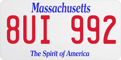 MA license plate 8UI992