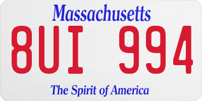 MA license plate 8UI994