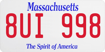 MA license plate 8UI998