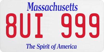 MA license plate 8UI999