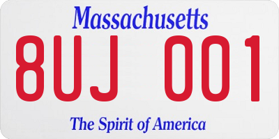 MA license plate 8UJ001