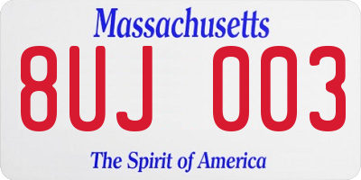 MA license plate 8UJ003