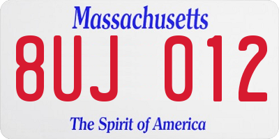 MA license plate 8UJ012
