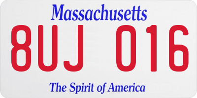 MA license plate 8UJ016