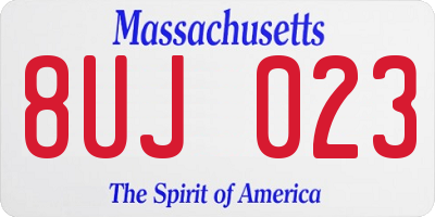 MA license plate 8UJ023