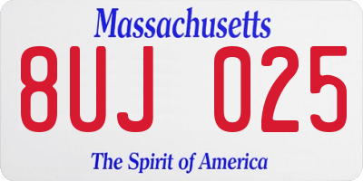 MA license plate 8UJ025