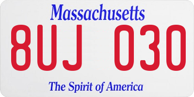 MA license plate 8UJ030
