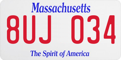 MA license plate 8UJ034