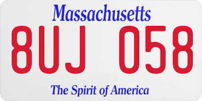 MA license plate 8UJ058