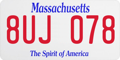 MA license plate 8UJ078