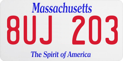 MA license plate 8UJ203