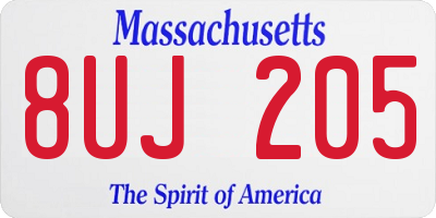 MA license plate 8UJ205