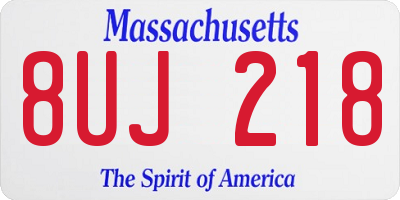MA license plate 8UJ218