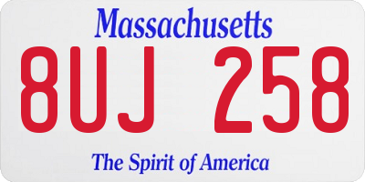 MA license plate 8UJ258