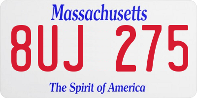 MA license plate 8UJ275