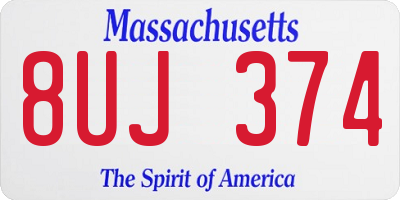 MA license plate 8UJ374