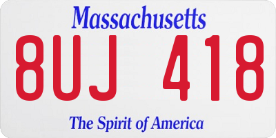 MA license plate 8UJ418
