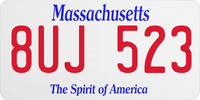 MA license plate 8UJ523