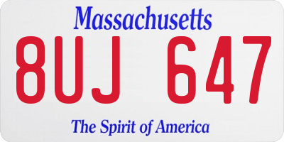 MA license plate 8UJ647