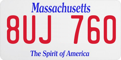 MA license plate 8UJ760