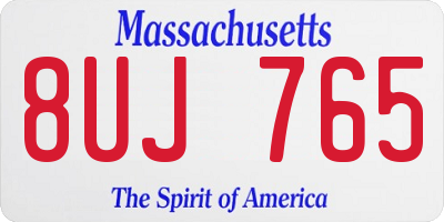 MA license plate 8UJ765