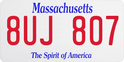 MA license plate 8UJ807