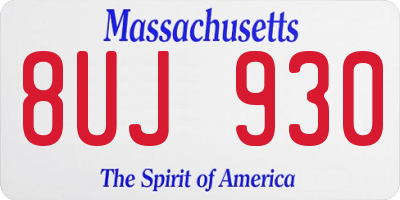 MA license plate 8UJ930