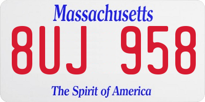 MA license plate 8UJ958
