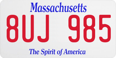 MA license plate 8UJ985