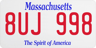 MA license plate 8UJ998