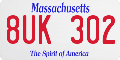 MA license plate 8UK302